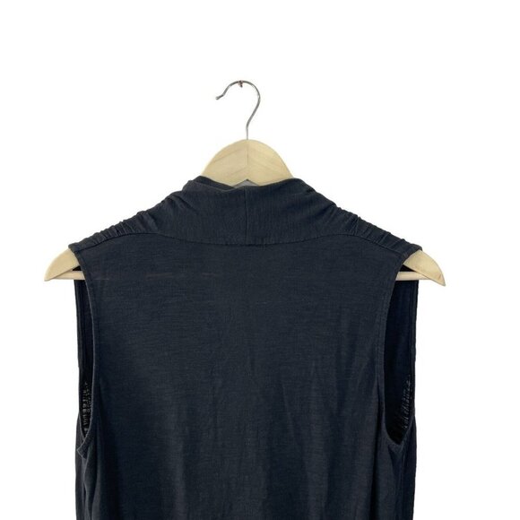 Lilla P Medium Dress Black Fit & Flare Pima Cotton Deep V Wrap Neck Womens - Picture 9 of 9